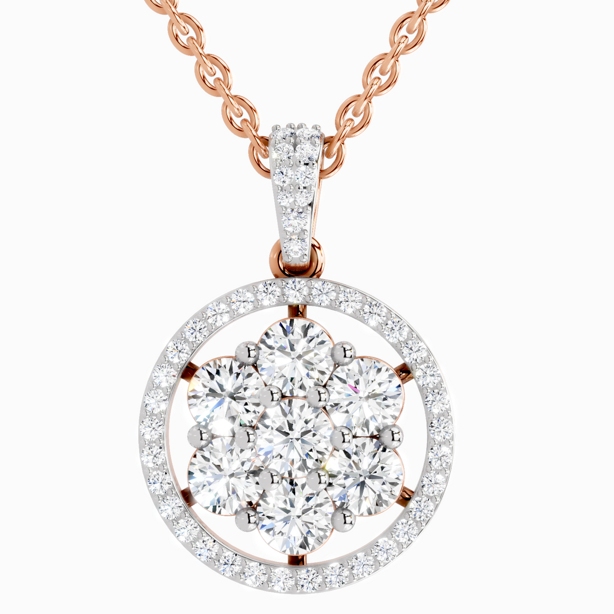Regal Round Halo Diamond Pendant