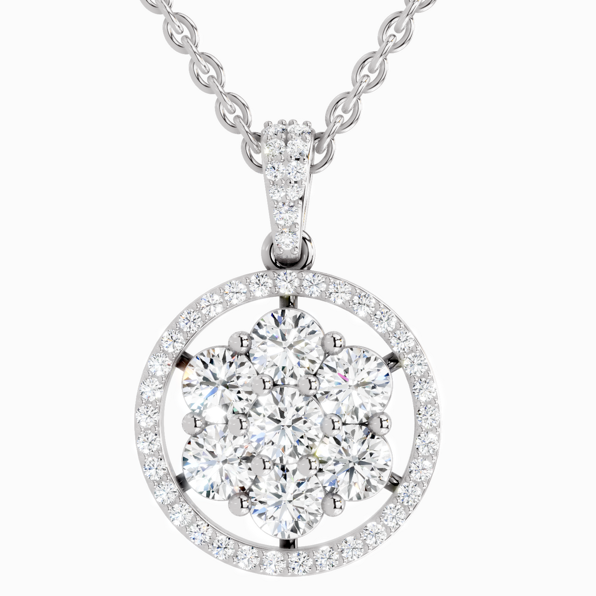 Regal Round Halo Diamond Pendant