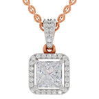 Dreamy Princess-Cut Halo Diamond Pendant