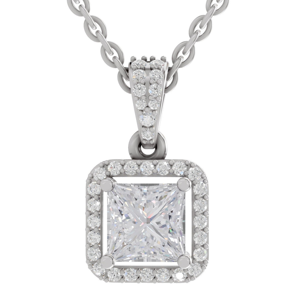Dreamy Princess-Cut Halo Diamond Pendant