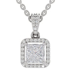 Dreamy Princess-Cut Halo Diamond Pendant