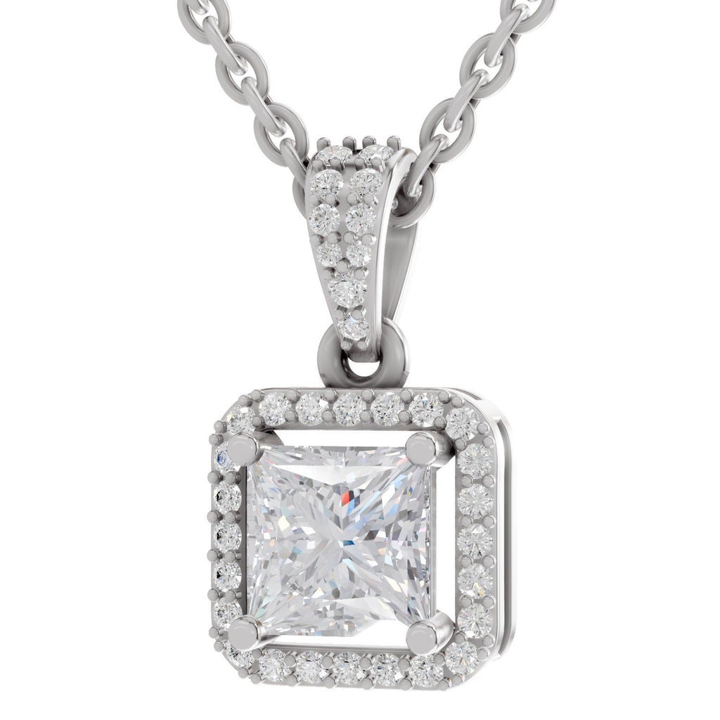 Dreamy Princess-Cut Halo Diamond Pendant
