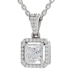 Dreamy Princess-Cut Halo Diamond Pendant