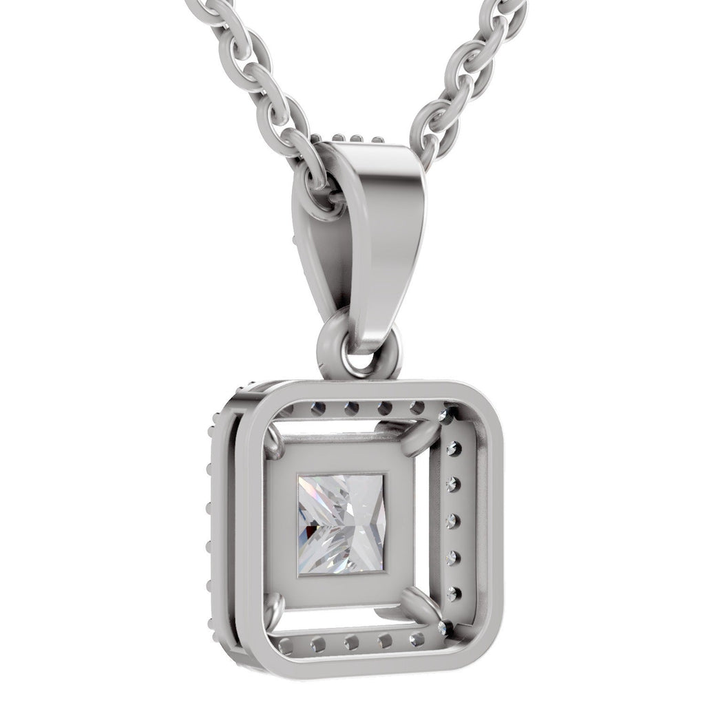 Dreamy Princess-Cut Halo Diamond Pendant