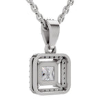 Dreamy Princess-Cut Halo Diamond Pendant