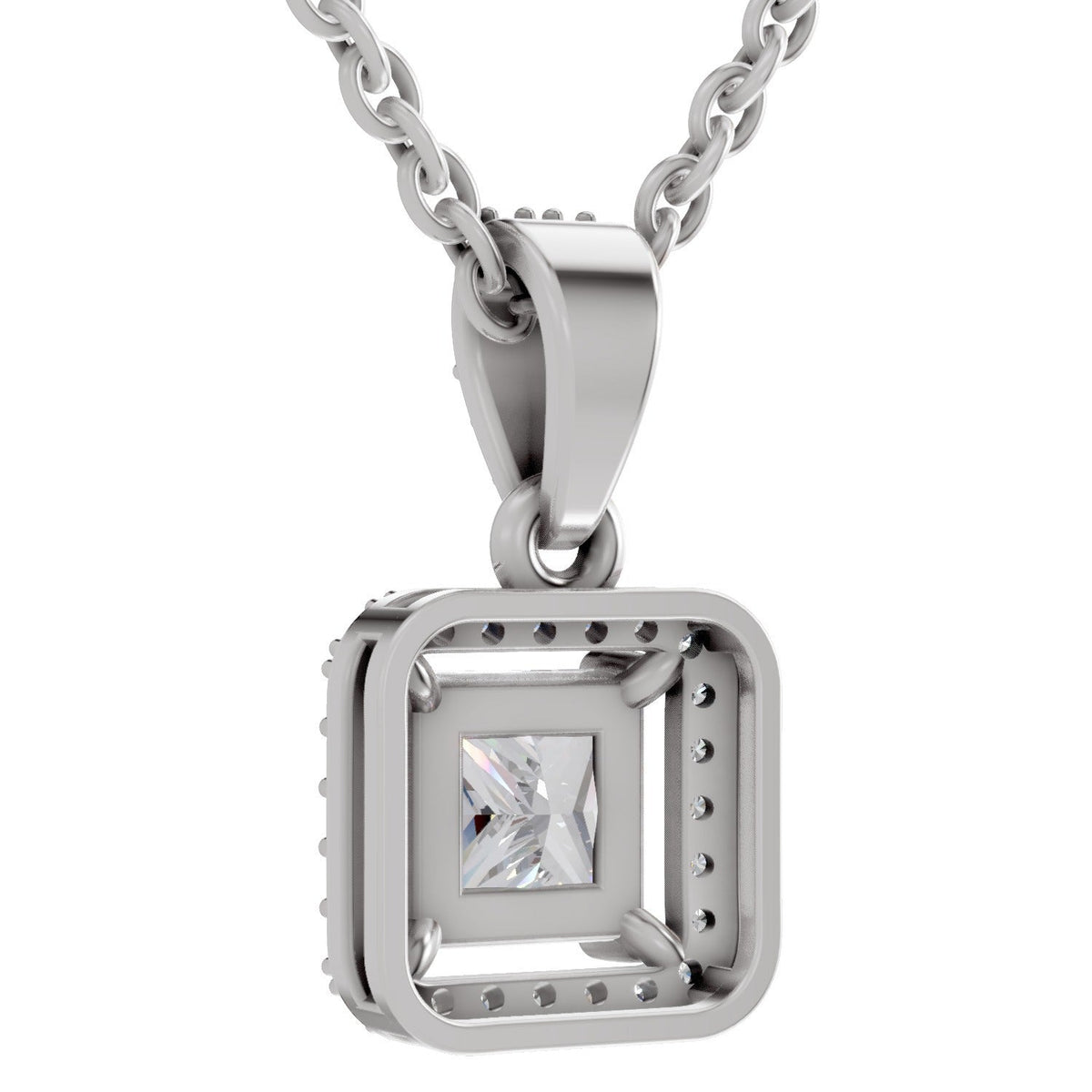 Dreamy Princess-Cut Halo Diamond Pendant