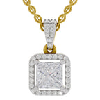 1.27 Carat Princess Shape Halo Diamond Pendant 14K - Rose Gold
