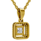 1.27 Carat Princess Shape Halo Diamond Pendant 14K - Rose Gold