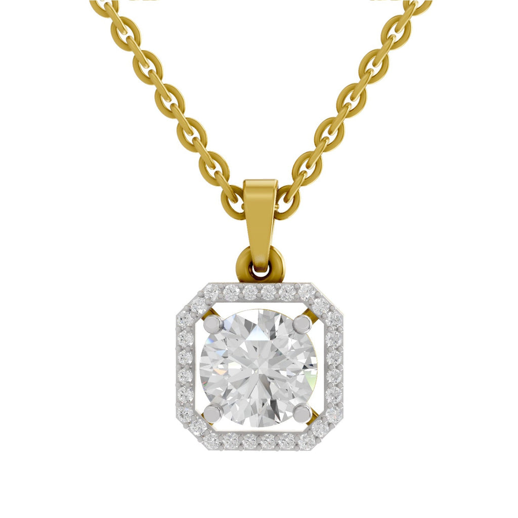 1.46 Carat Round Halo Pendant 14K - Rose Gold