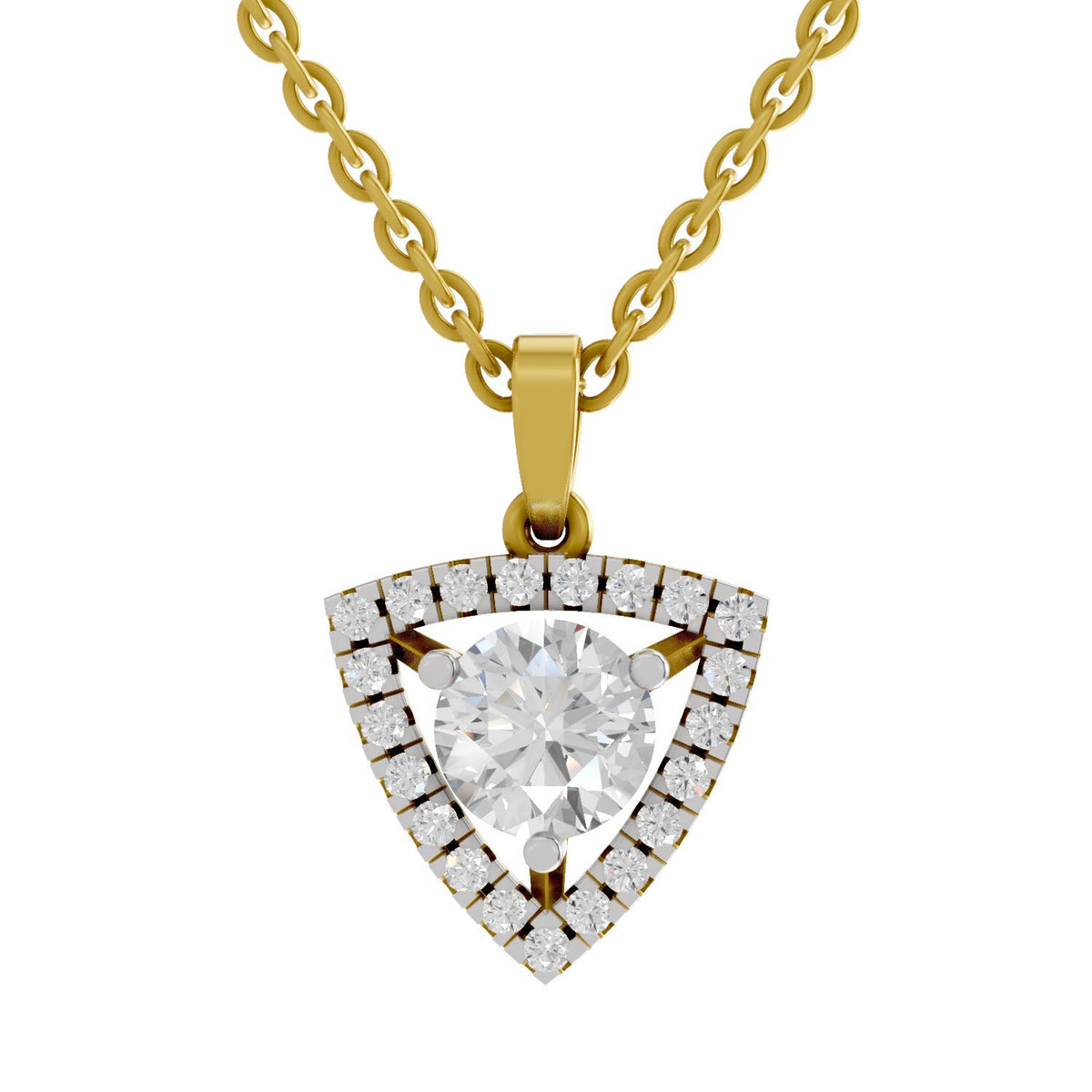 1.29 Carat Halo Diamond Pendant 14K - Rose Gold