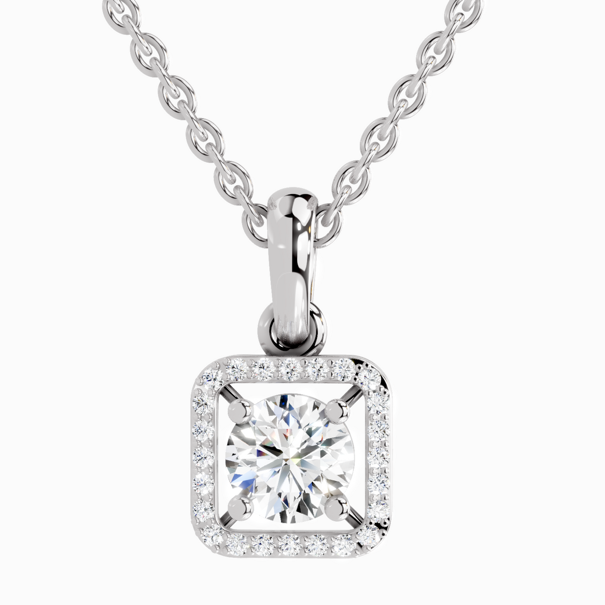 Majestic Round Halo Diamond Pendant