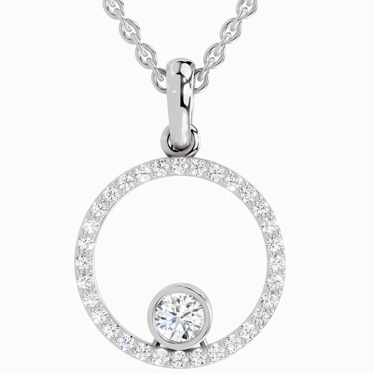 Stunning Circle Diamond Pendant