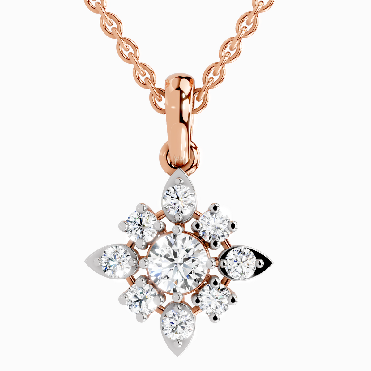 Luminous Round Floral Diamond Pendant