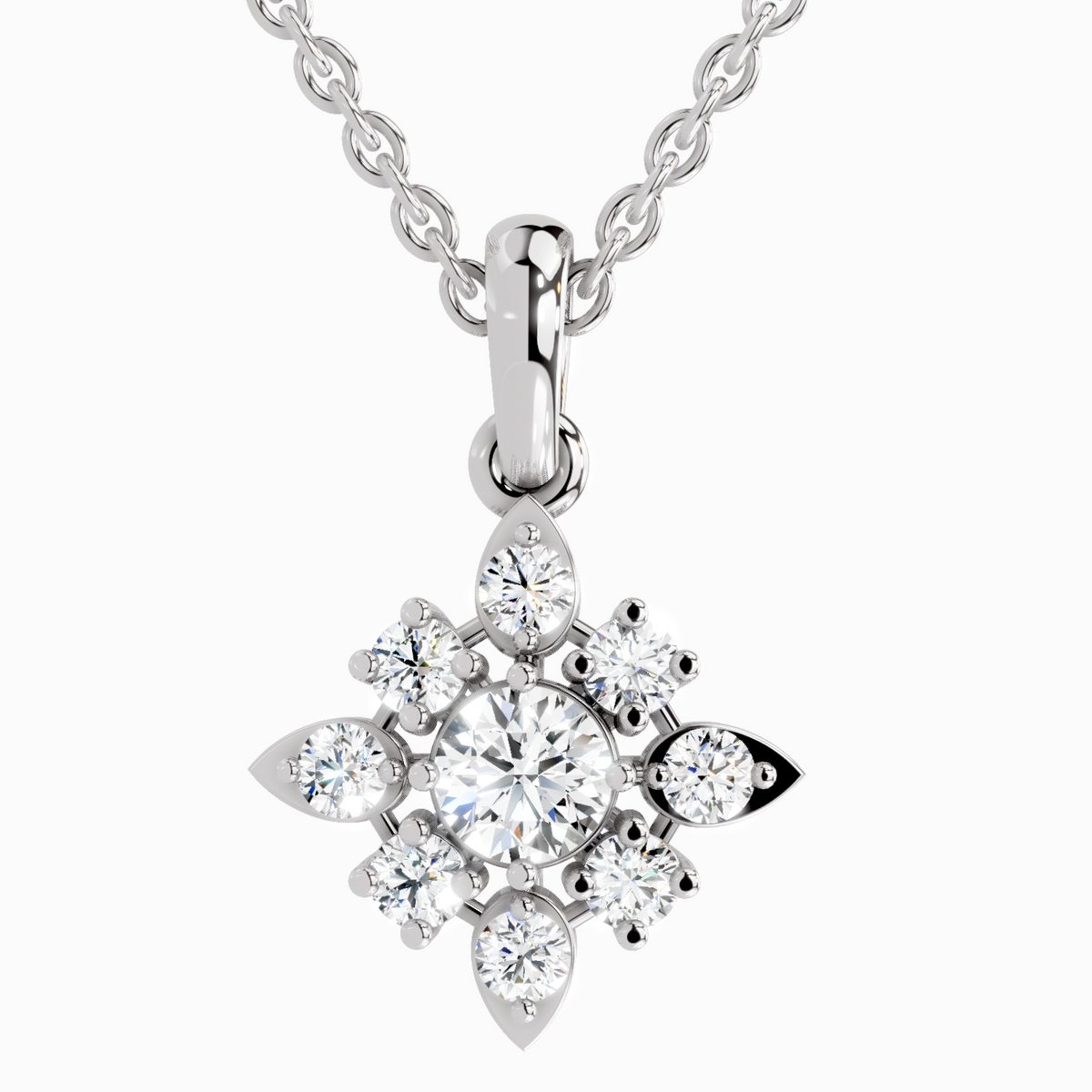 Luminous Round Floral Diamond Pendant