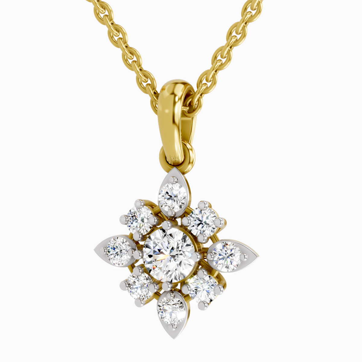 1.12 Carat Round Flower Pendant 14K