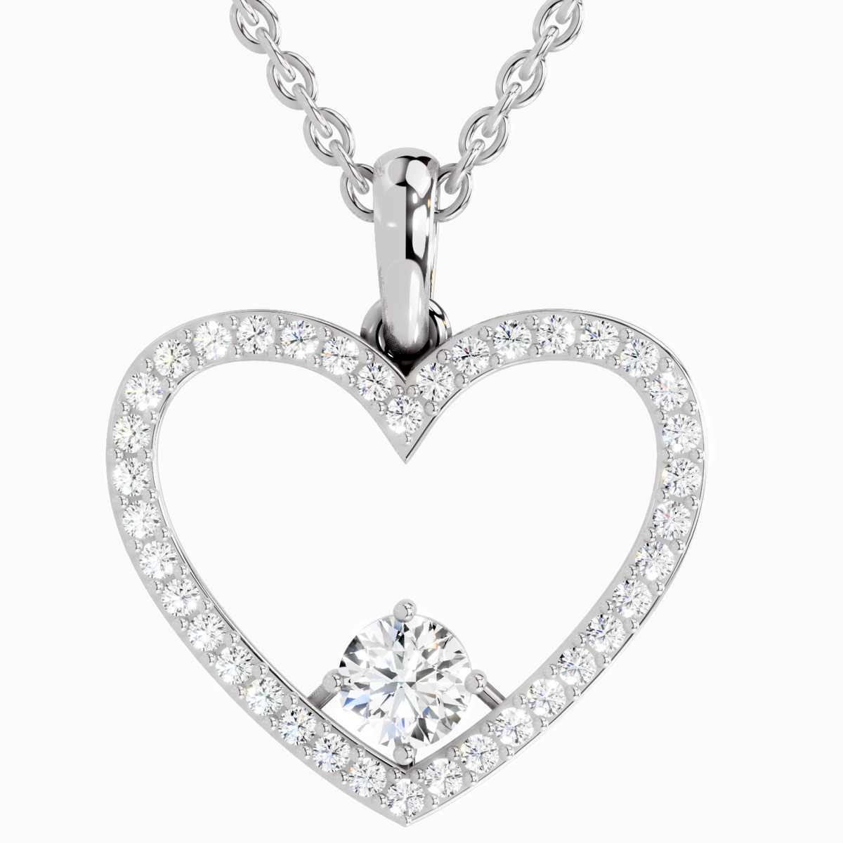 Shimmering Heart Diamond Pendant