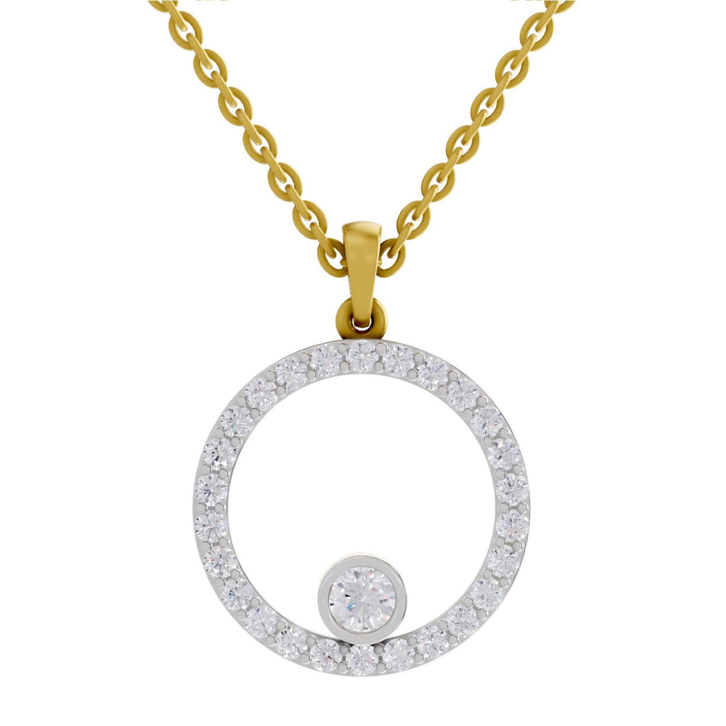 Circle Shape Pendant 1 Carat Diamond Pendant 14K - Rose Gold