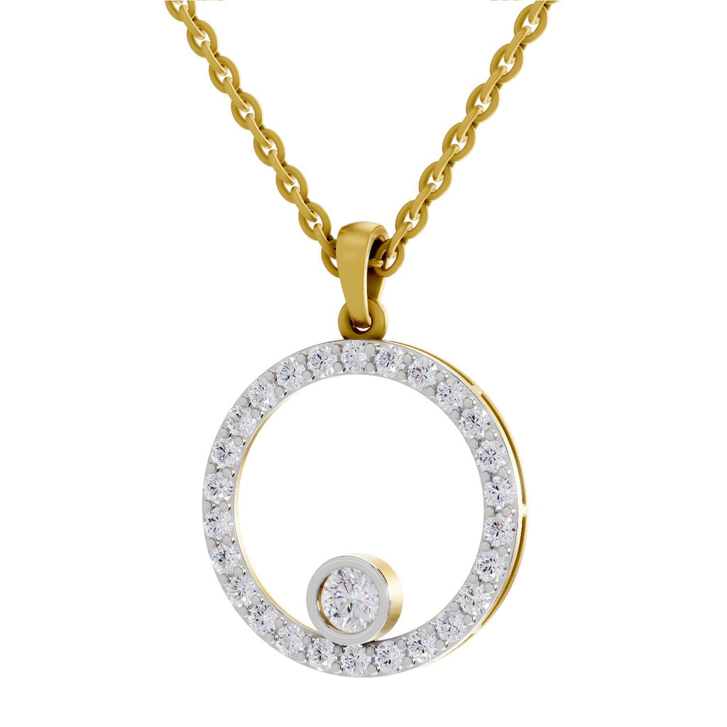 Circle Shape Pendant 1 Carat Diamond Pendant 14K - Rose Gold