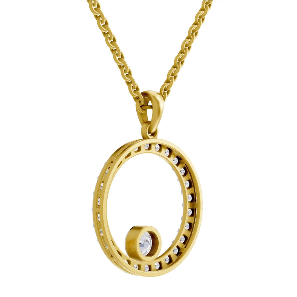 Circle Shape Pendant 1 Carat Diamond Pendant 14K - Rose Gold