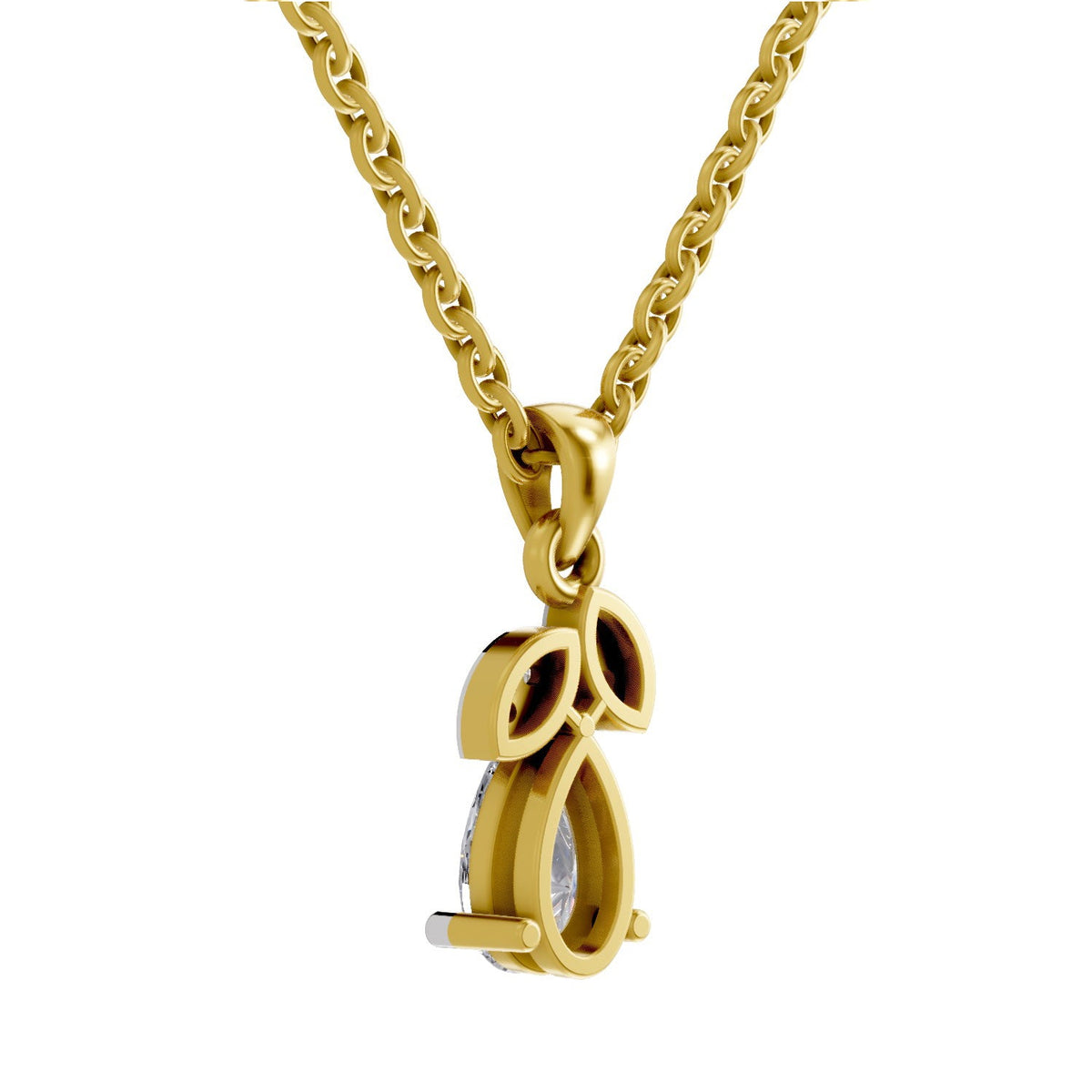 0.84 Carat Pear Shape Solitaire Diamond Pendant 14K - Rose Gold