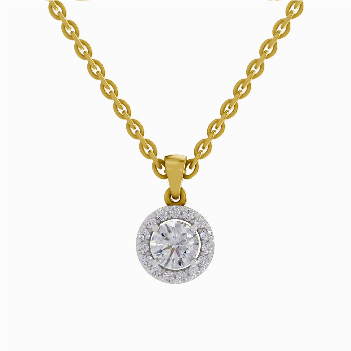 0.62 Carat Halo Diamond Pendant 14K - Rose Gold