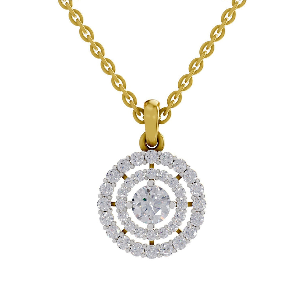 1.30 Carat Double Halo Diamond Pendant 14K - Rose Gold
