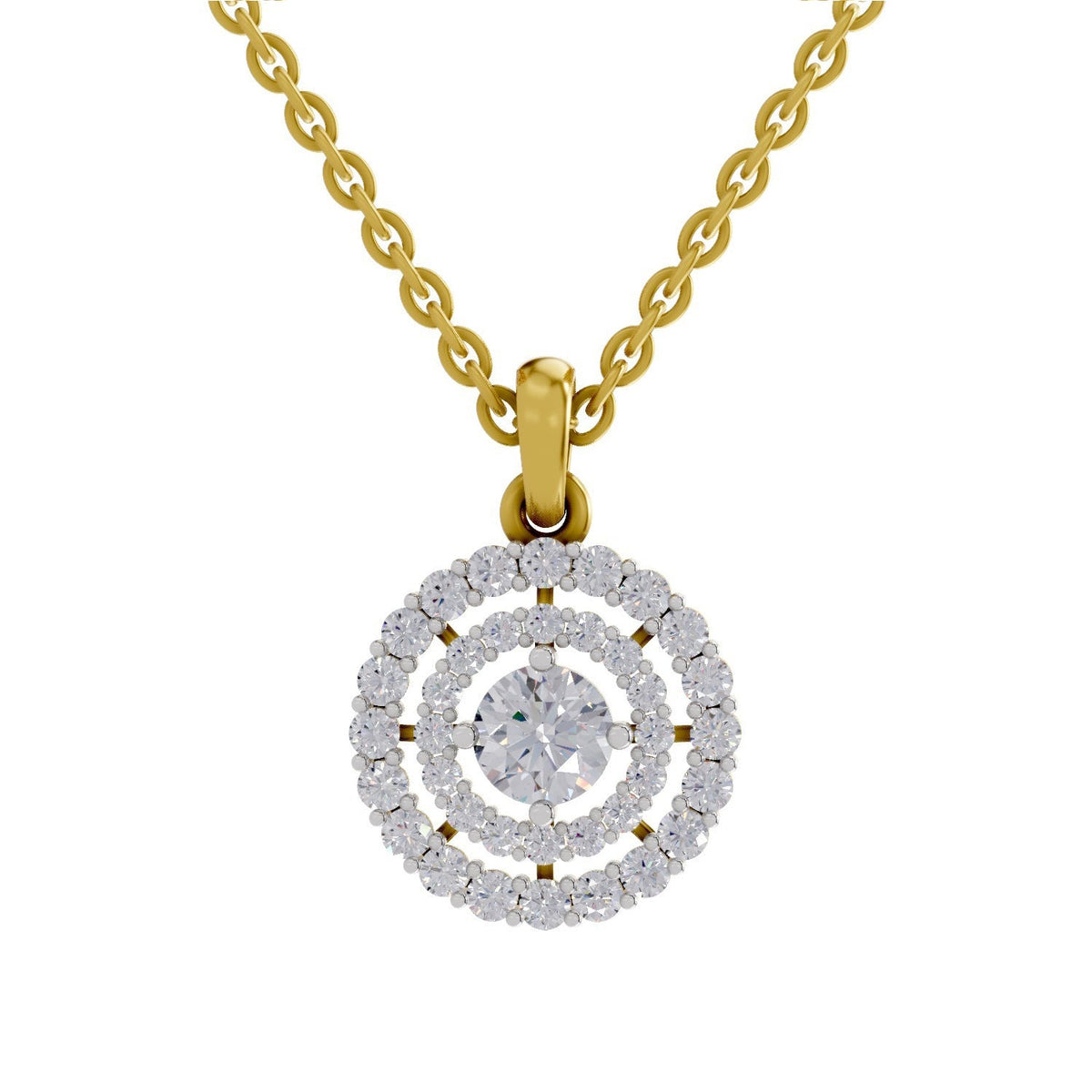 1.30 Carat Double Halo Diamond Pendant 14K - Rose Gold