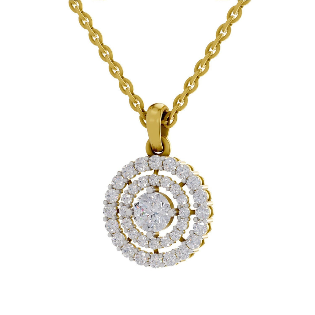 1.30 Carat Double Halo Diamond Pendant 14K - Rose Gold
