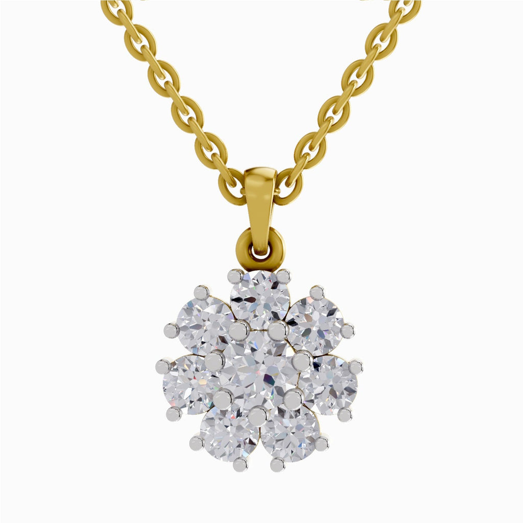 1.62 Carat Diamond Cluster Flower Pendant 14K - Rose Gold