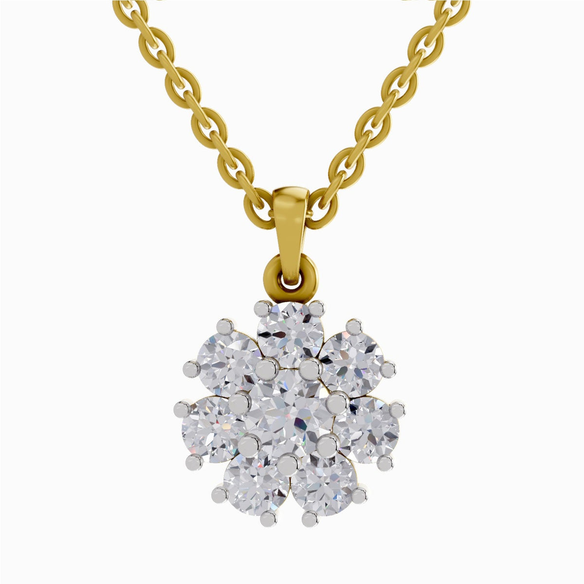 1.62 Carat Diamond Cluster Flower Pendant 14K - Rose Gold