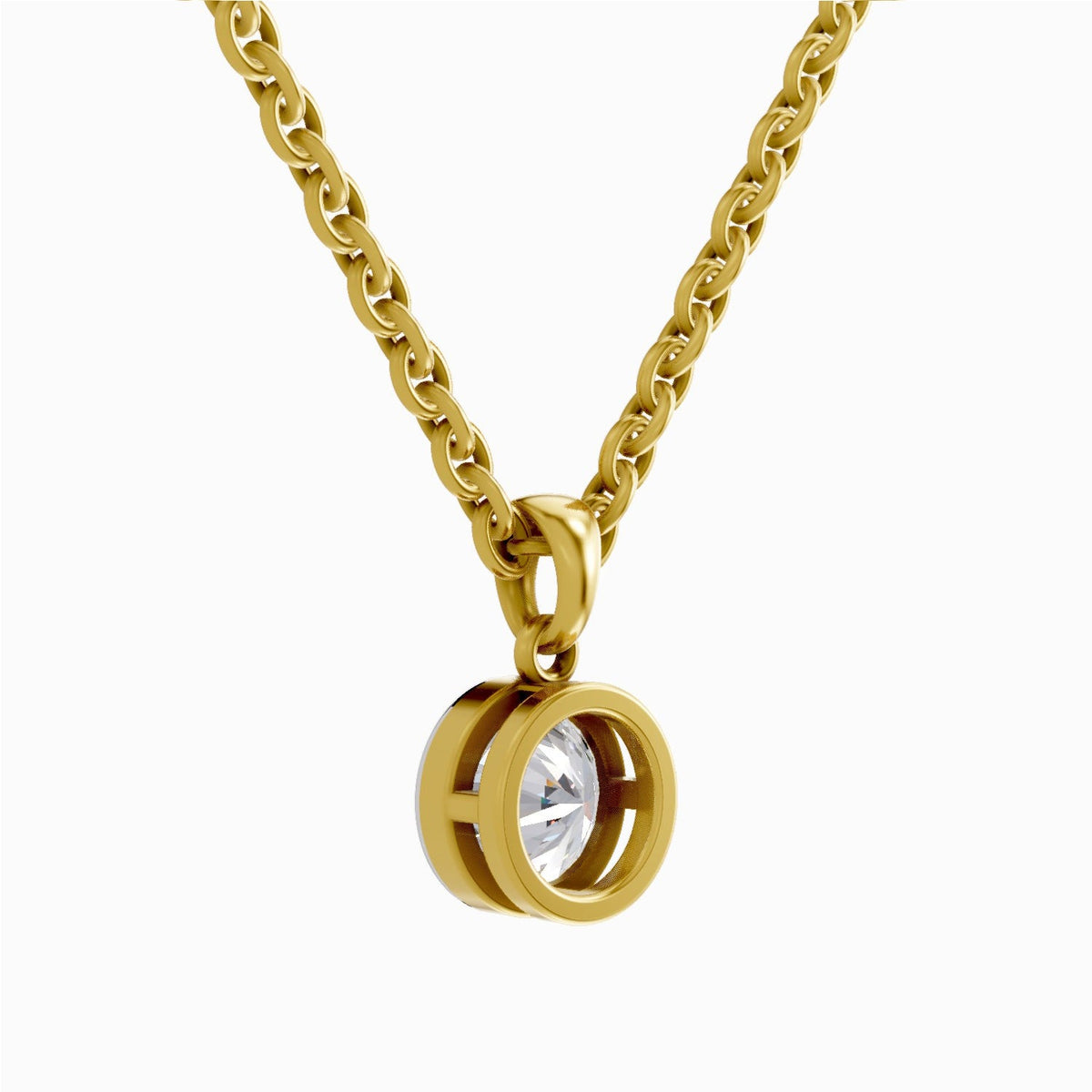 0.50 Carat Bezel Solitaire Diamond Pendant 14K - Rose Gold