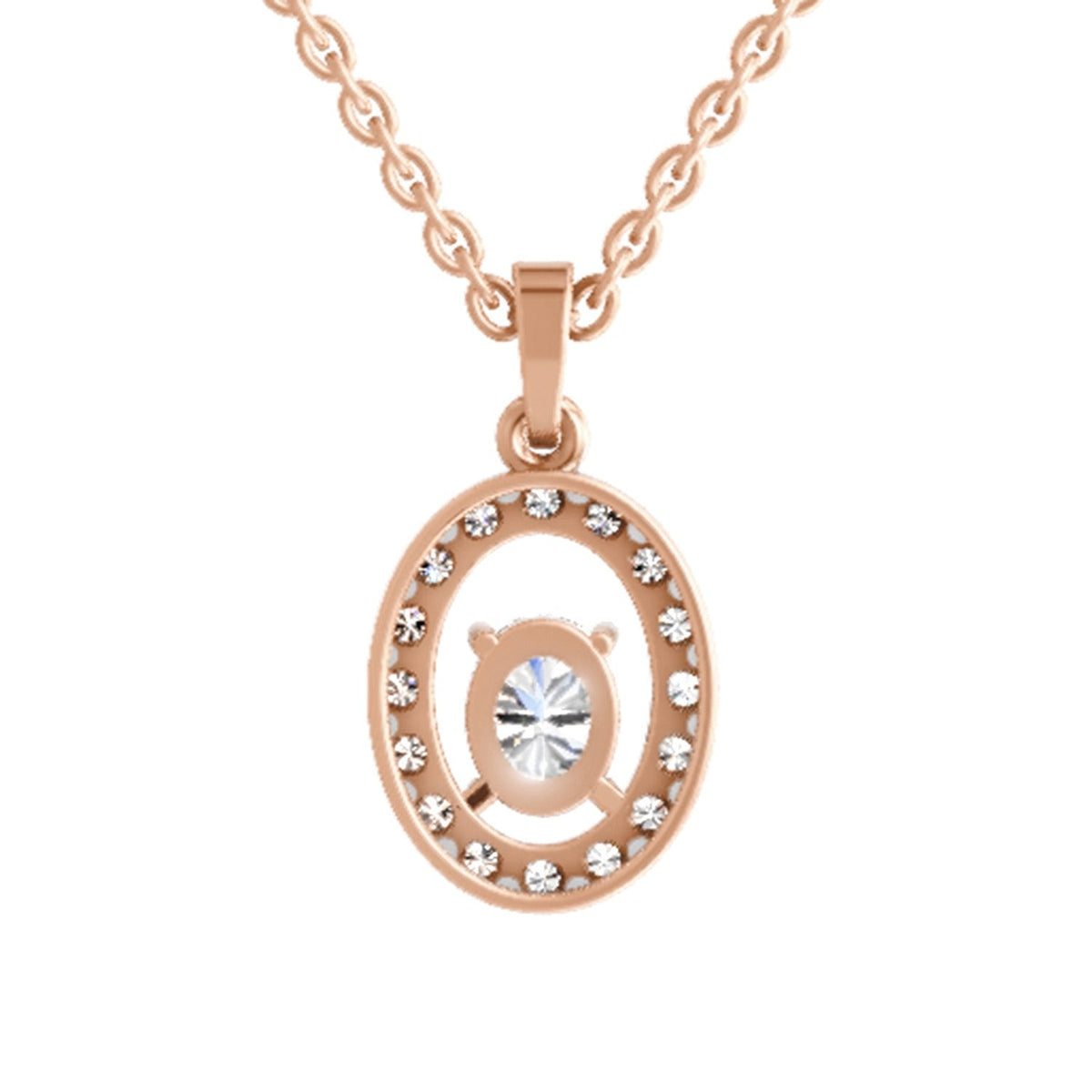 Regal Oval Halo Diamond Pendant