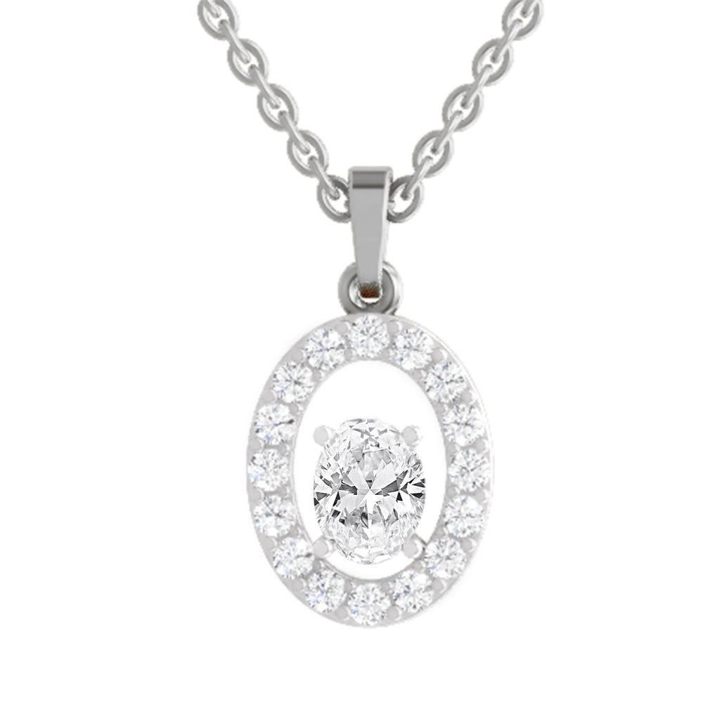 Regal Oval Halo Diamond Pendant