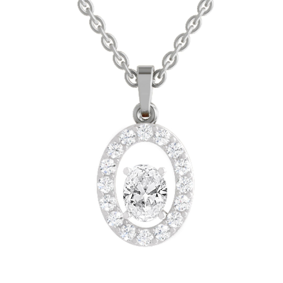 Regal Oval Halo Diamond Pendant