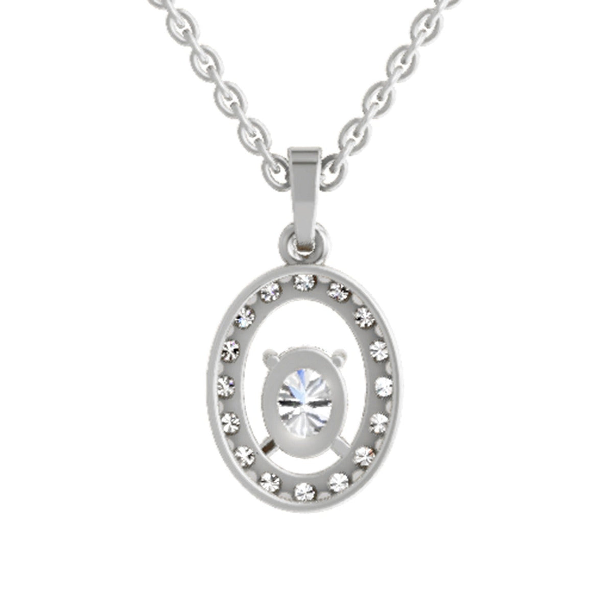 Regal Oval Halo Diamond Pendant