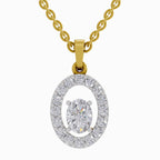 1.38 Carat Oval Shape Halo Diamond Pendant 14K - Rose Gold