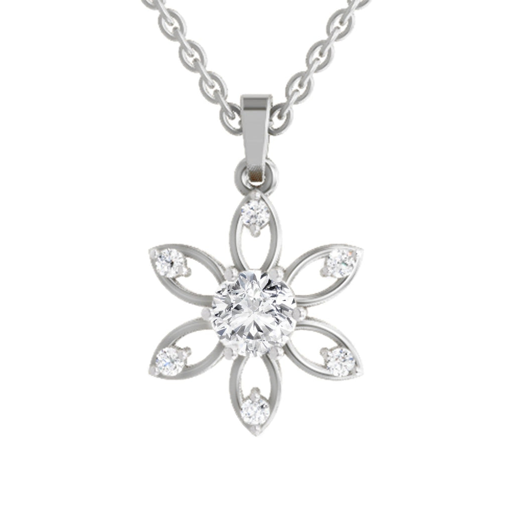 Exquisite Floral Solitaire Diamond Pendant