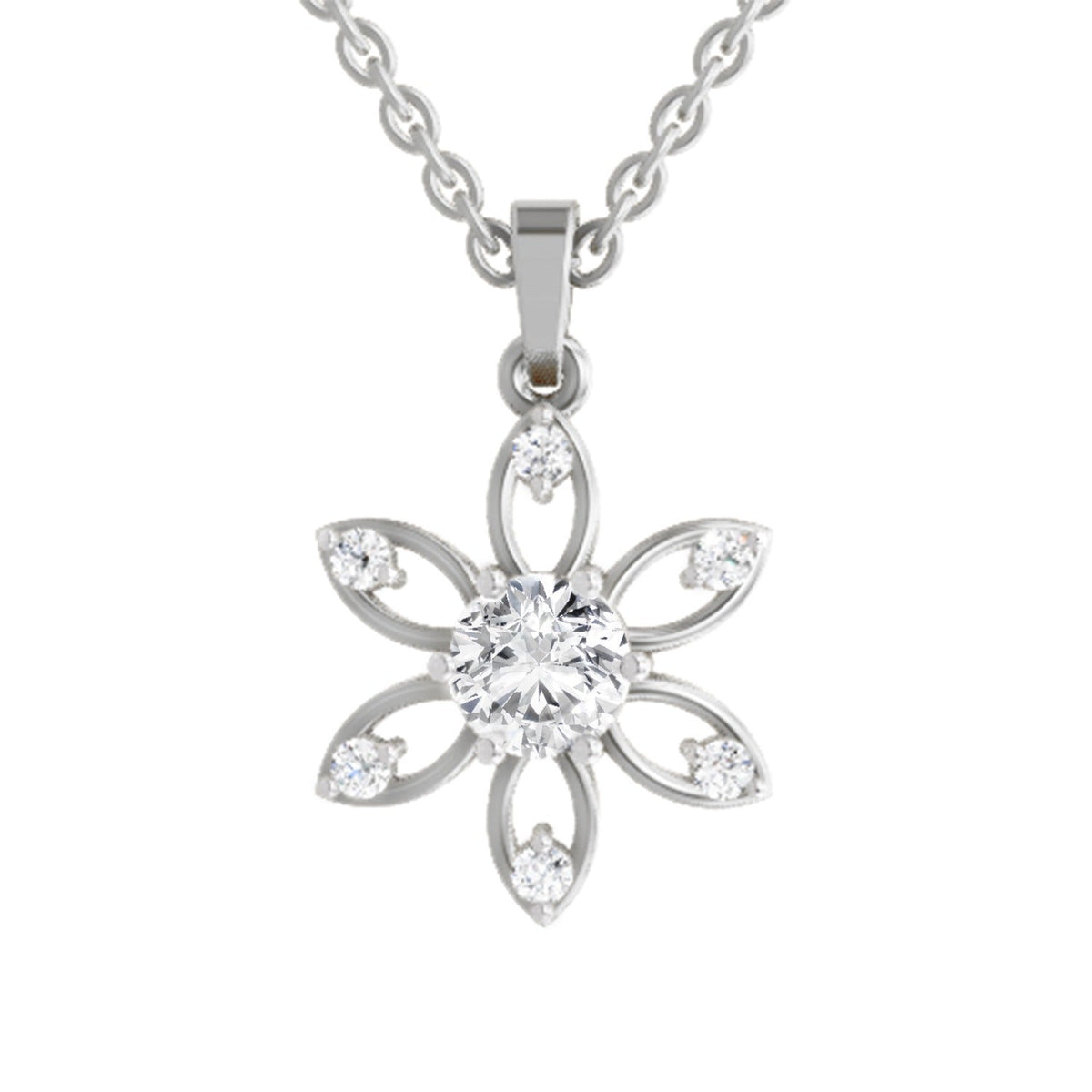 Exquisite Floral Solitaire Diamond Pendant