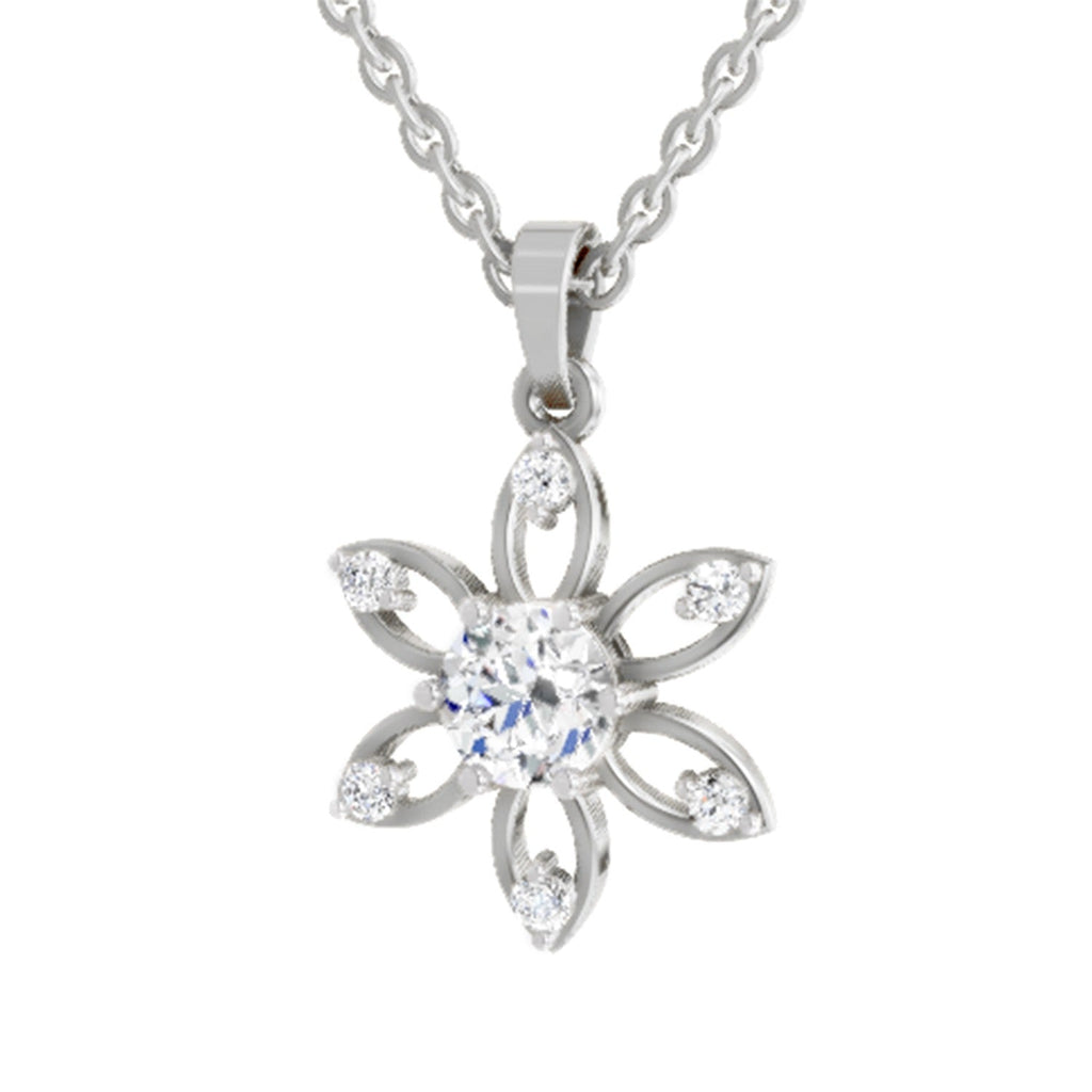 Exquisite Floral Solitaire Diamond Pendant