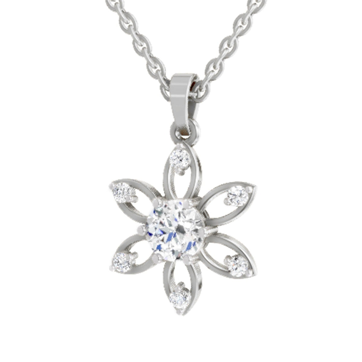 Exquisite Floral Solitaire Diamond Pendant