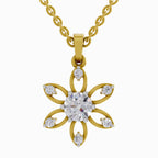 Solitaire Diamond Pendant 1 Carat Floral Solitaire Diamond Pendant 14K - Rose Gold