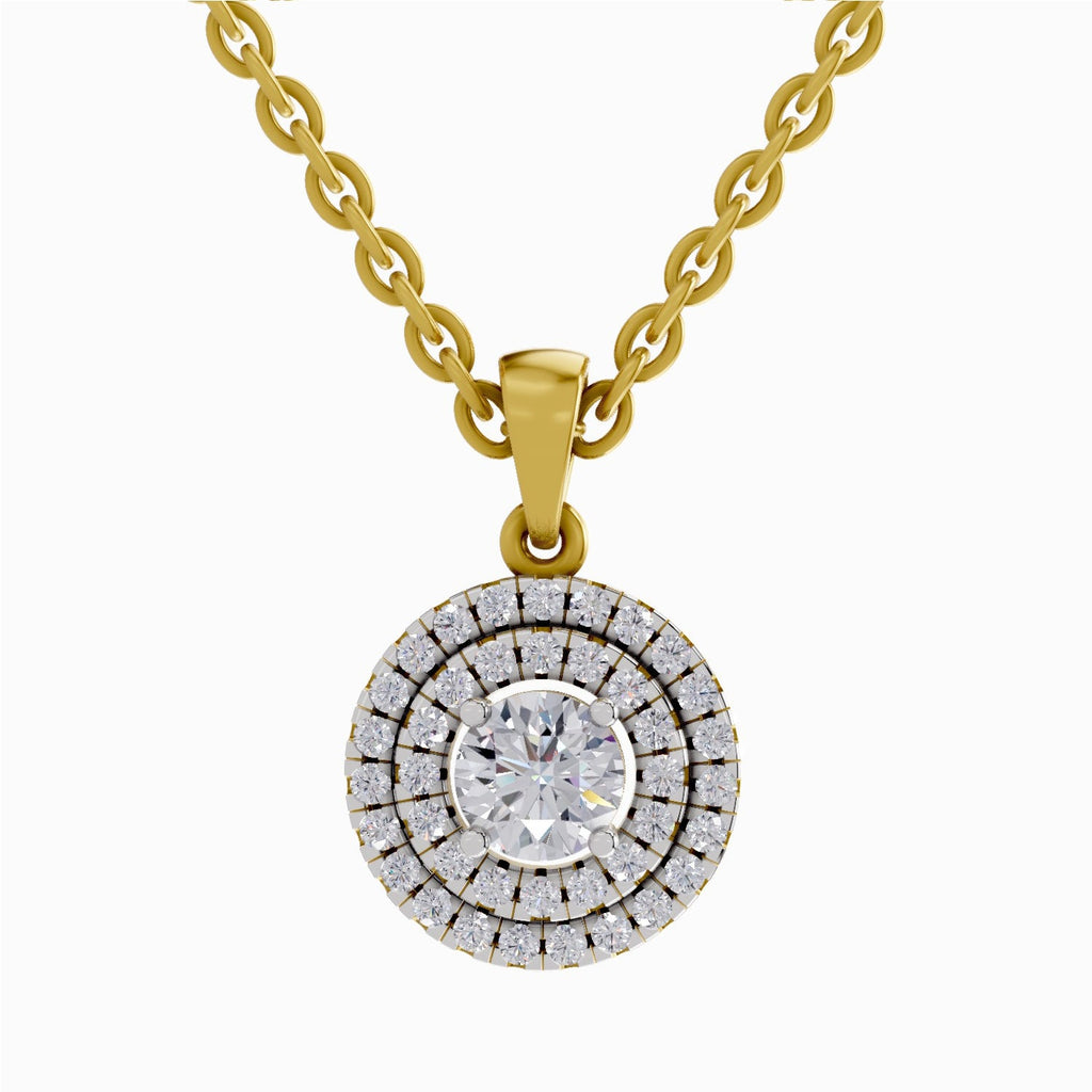 0.70 Carat Double Halo Diamond Pendant 14K - Rose Gold