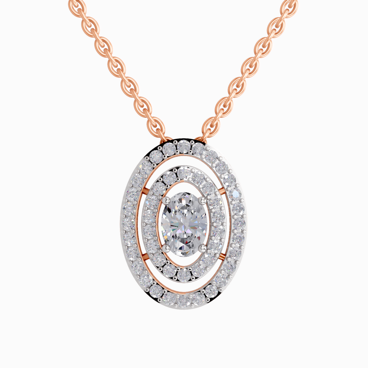 Glistening Oval Diamond Pendant