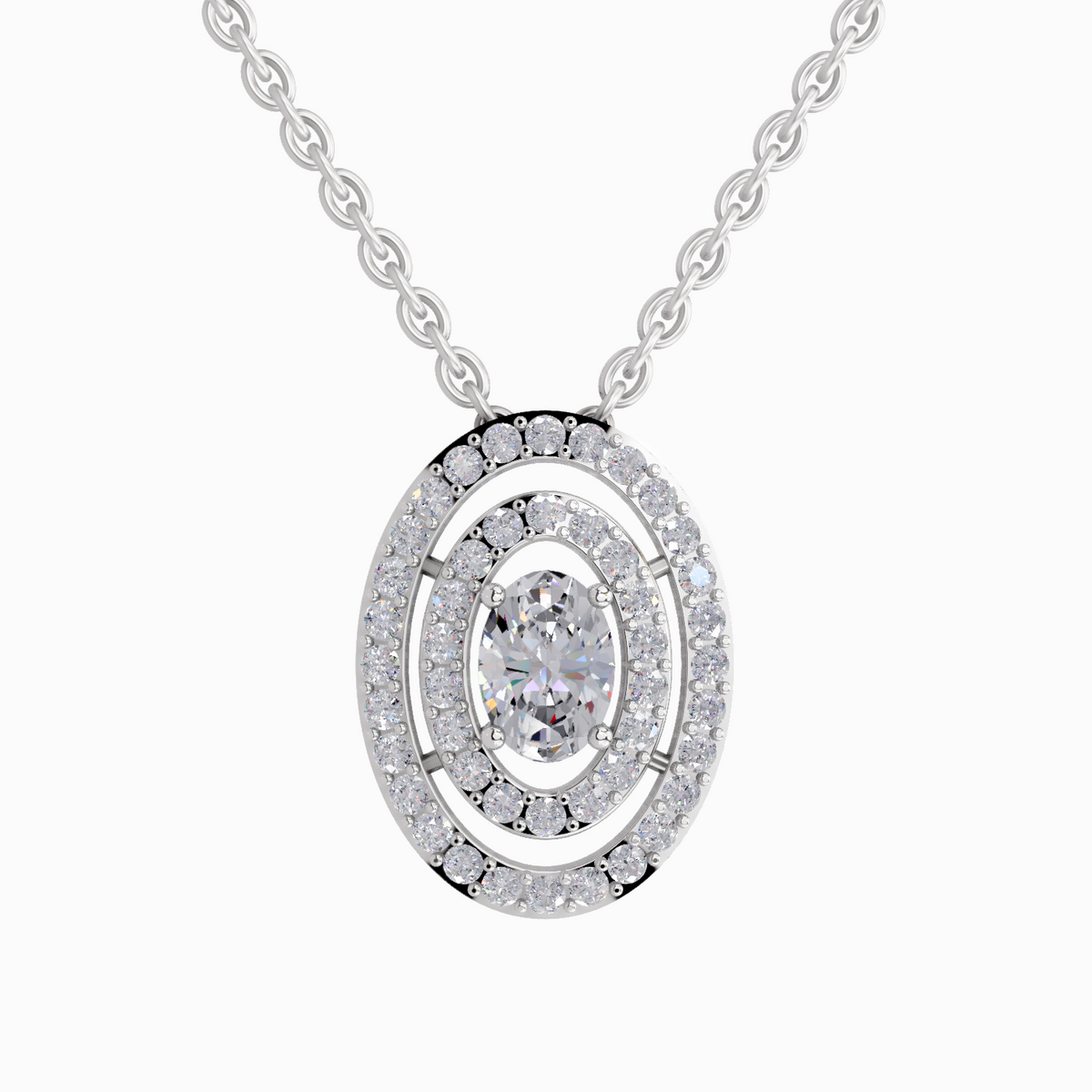 Glistening Oval Diamond Pendant
