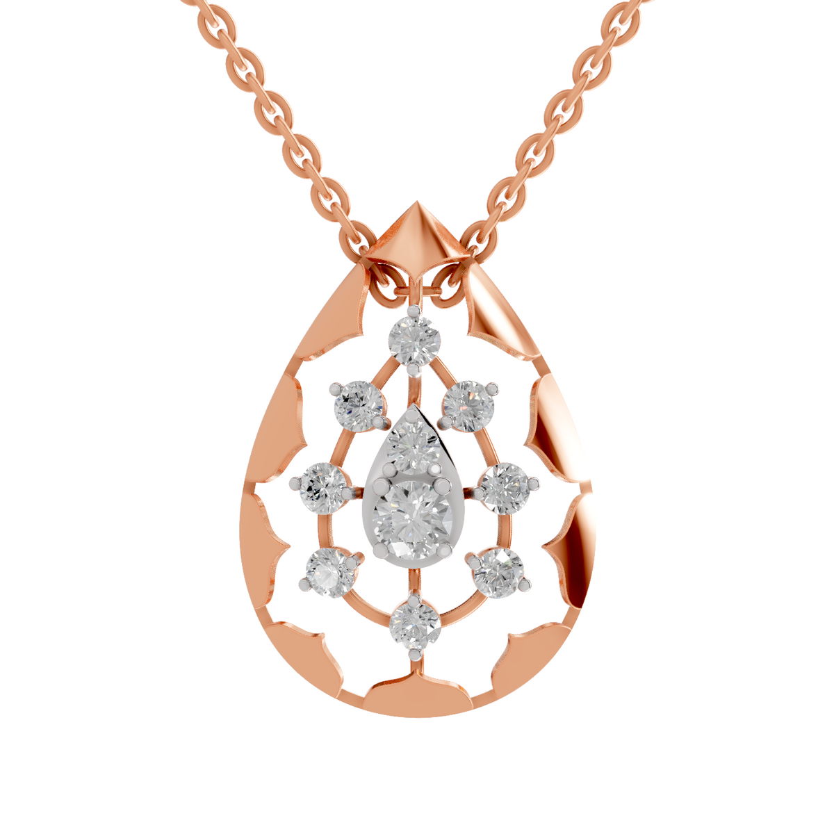 Captivating Pear Floral Diamond Pendant