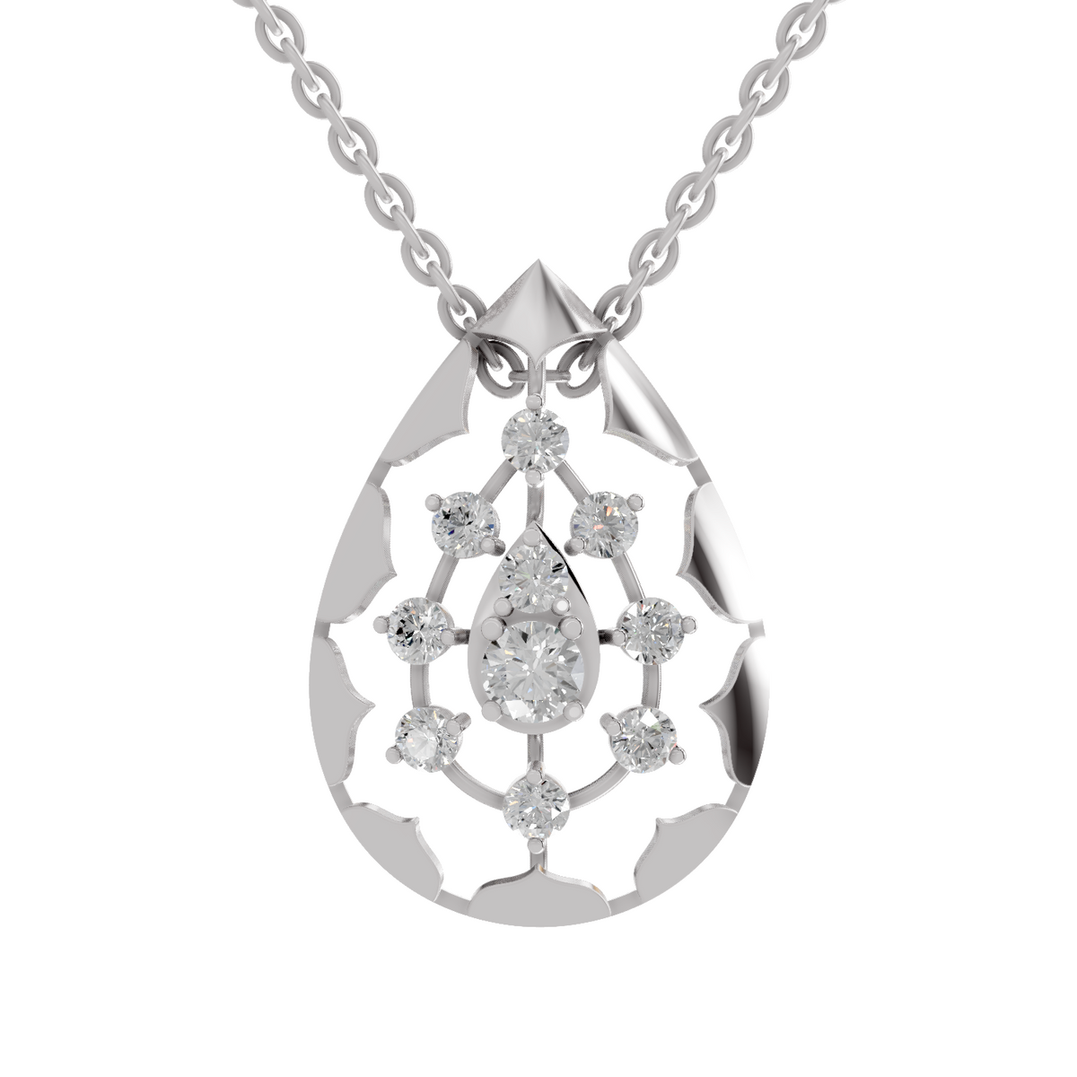 Captivating Pear Floral Diamond Pendant