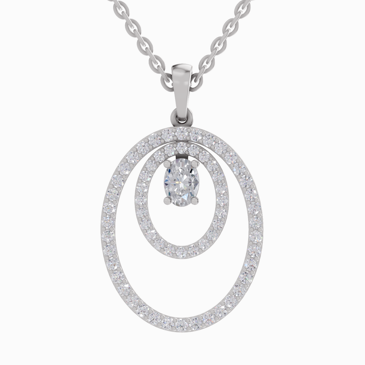 Gleaming Oval Diamond Pendant