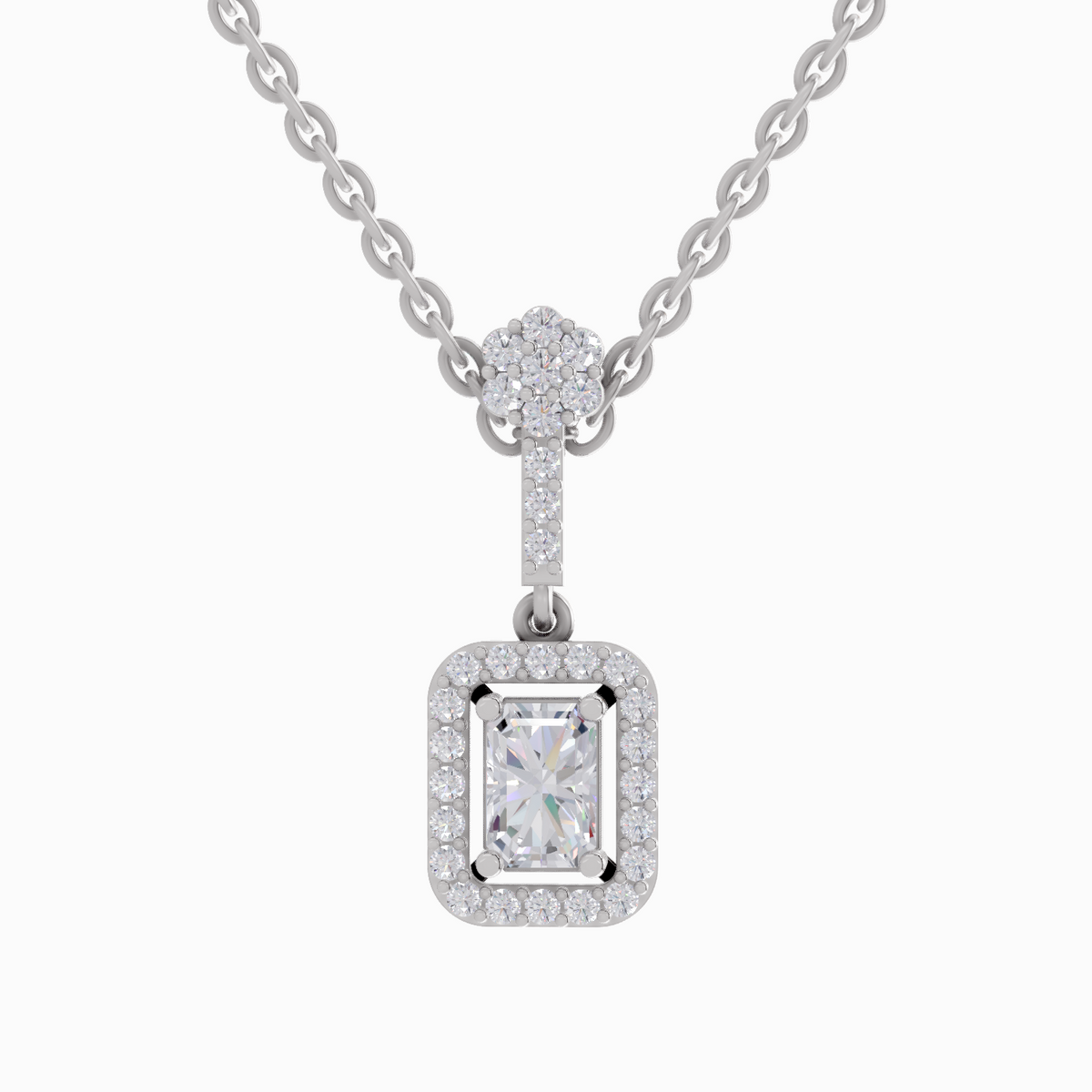 Lustrous Emerald-Cut Diamond Pendant