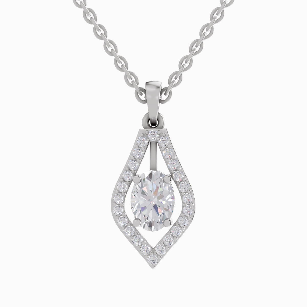 Refined Oval Diamond Pendant