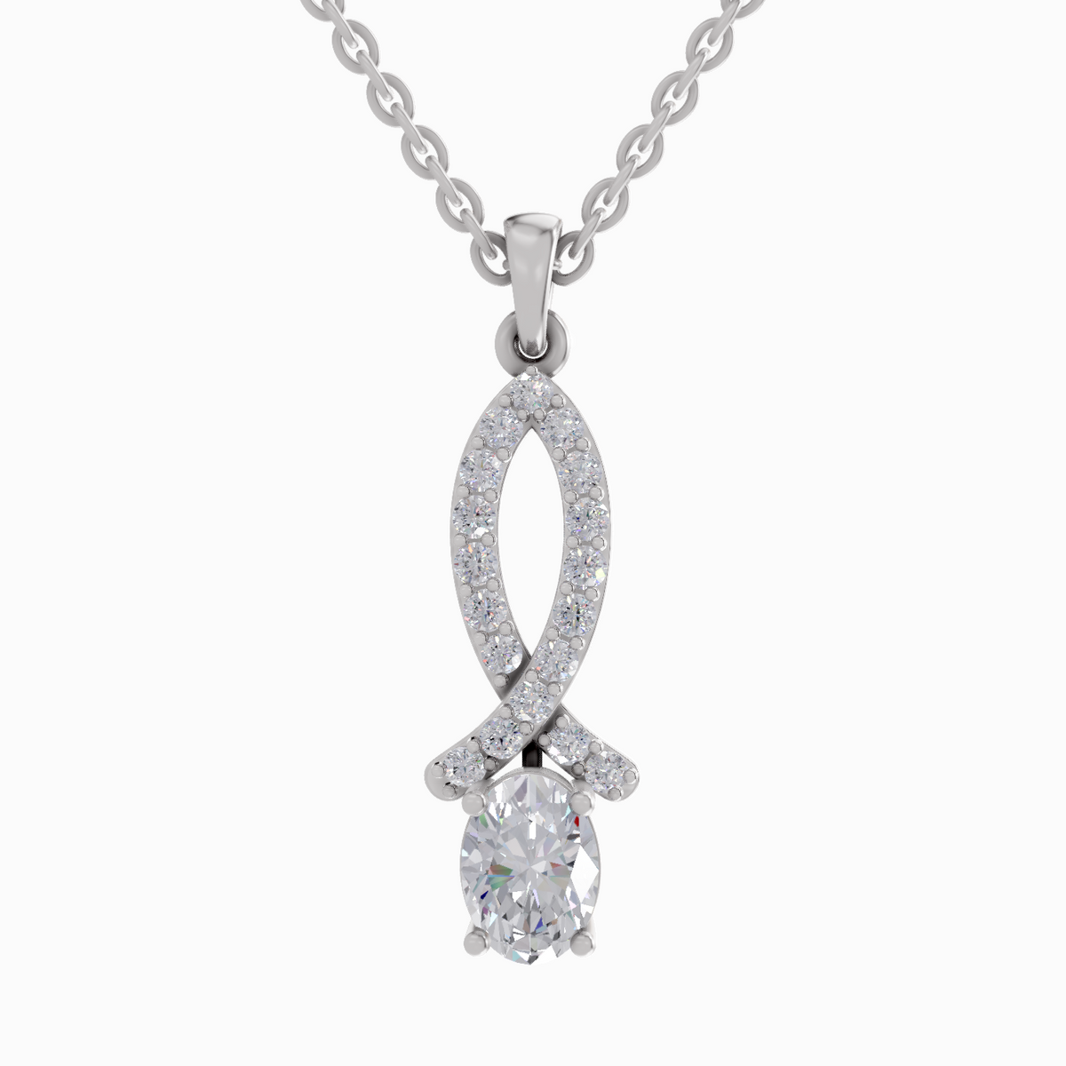 Pristine Oval Diamond Pendant
